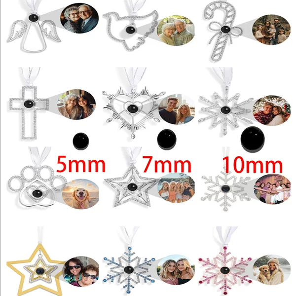 European and American Snowflake Christmas Projection Pendant Ornaments, Personalized Custom Photos, Blessing Text, Customized Gifts