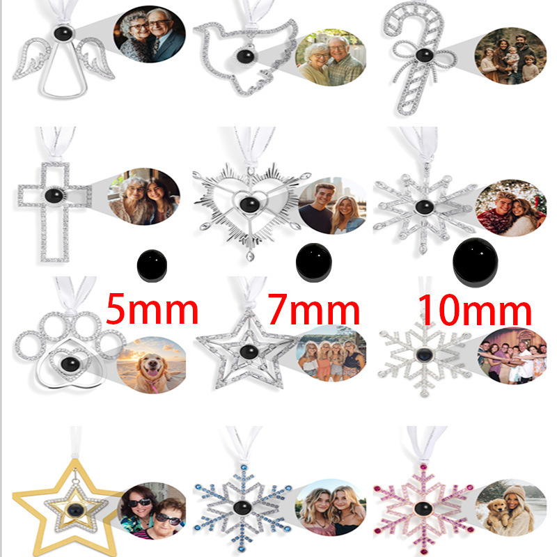 European and American Snowflake Christmas Projection Pendant Ornaments, Personalized Custom Photos, Blessing Text, Customized Gifts