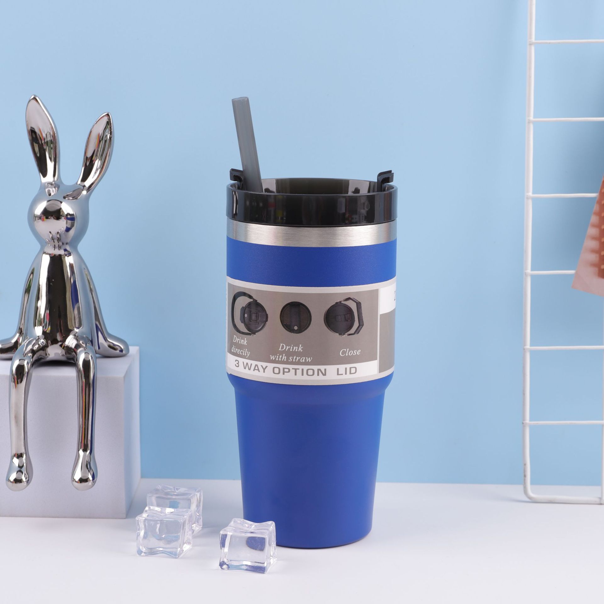 Transfronterizo nuevo 30 coche taza doble 304 taza de vacío de acero inoxidable frío-mantenimiento calentador de hielo taza portátil coche taza de café