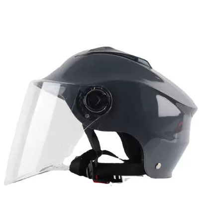 Helmet, Half Helmet, Breathable Manufacturer — Motorcycle Safety Supplies - cement-grey-clear-lens