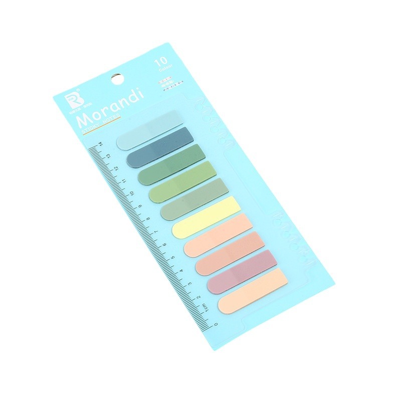 En stock Morandi color nota pegatinas transparente PET índice pegatinas regla marcador impresión N veces pegatinas al por mayor