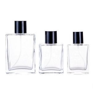 In stock 30 ml50ml100ml black lid transparent glass bottle perfume bottle sub-bottle/spray bottle/press empty bottle