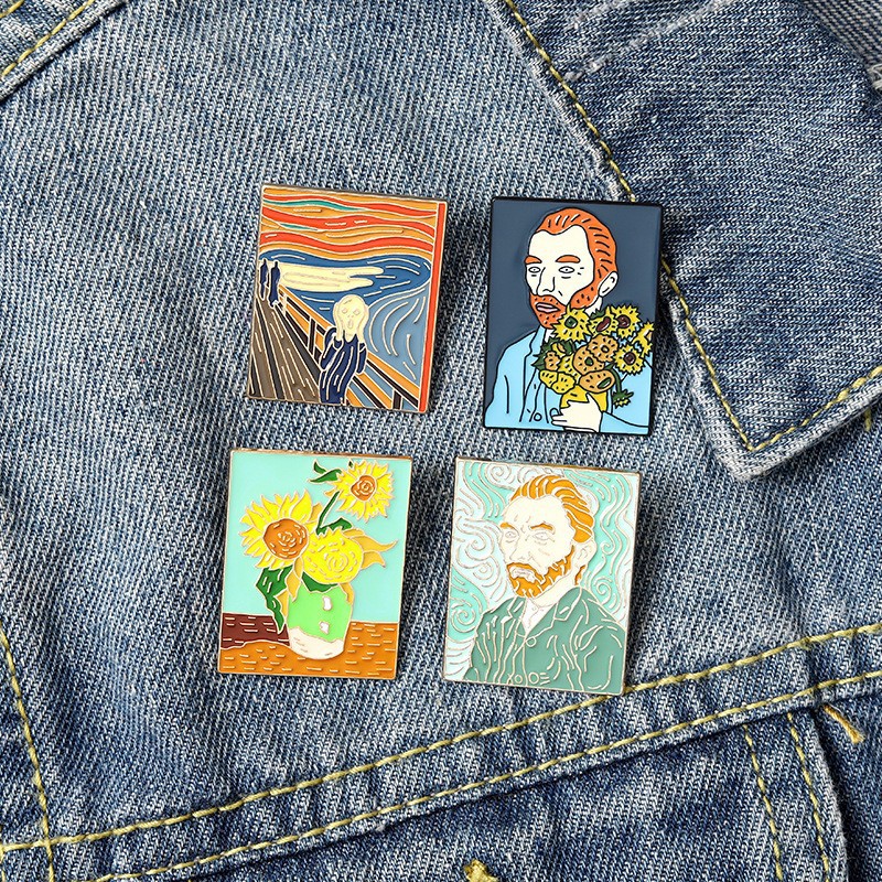 Plating Design Artistic Style Artistic Pin Human Oil Painting Alloy Plating Unisex Brooches