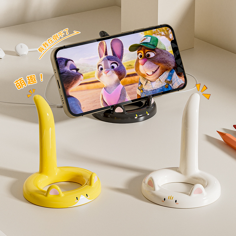 新しい猫携帯電話ホルダー多機能かわいいデスクトップ携帯電話ホルダーポータブル怠惰なドラマ追跡サポートスタンドユニバーサル|undefined
