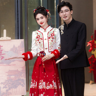 Ma Mian Skirt Toasting Dress 2025 New Chinese Style Wedding Dress Wedding Suit Engagement Dress Thickened Winter