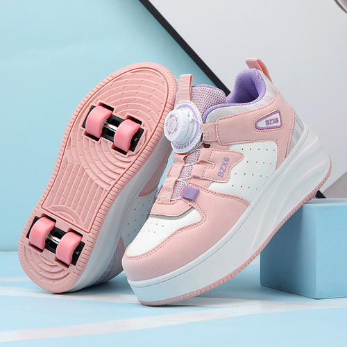 Four-Wheeled Children's Roller Shoes for Boys and Girls, Dual-Row Invisible Wheels, Wheeled Sneakers for Boys and Girls