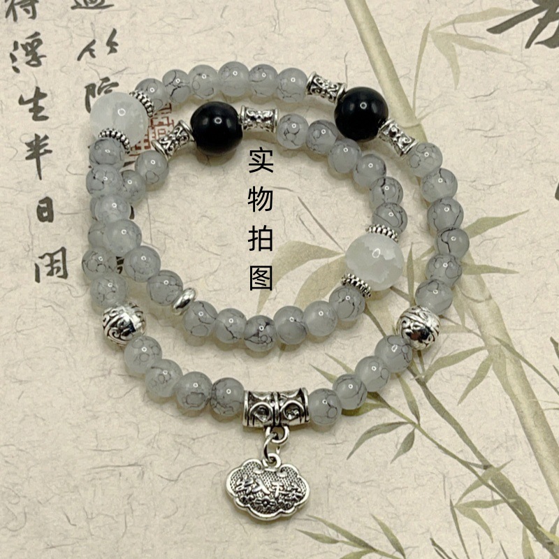 小紅書同款平安鎖串珠疊戴手鍊女新中式古風小眾精緻學生閨蜜手鍊