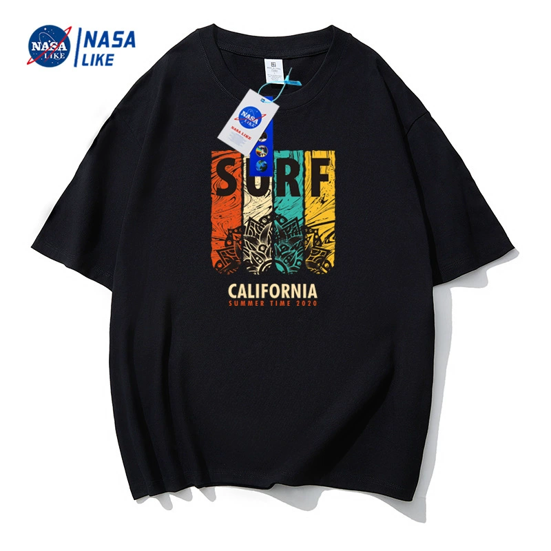 Футболка с коротким рукавом (NASA) — летный хлопок-шелк смесь, комфортная для тела, размеры M–4XL