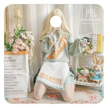 小清新设计感宽松韩版套装女学生春秋季宽松长袖恤+裙子两件套潮