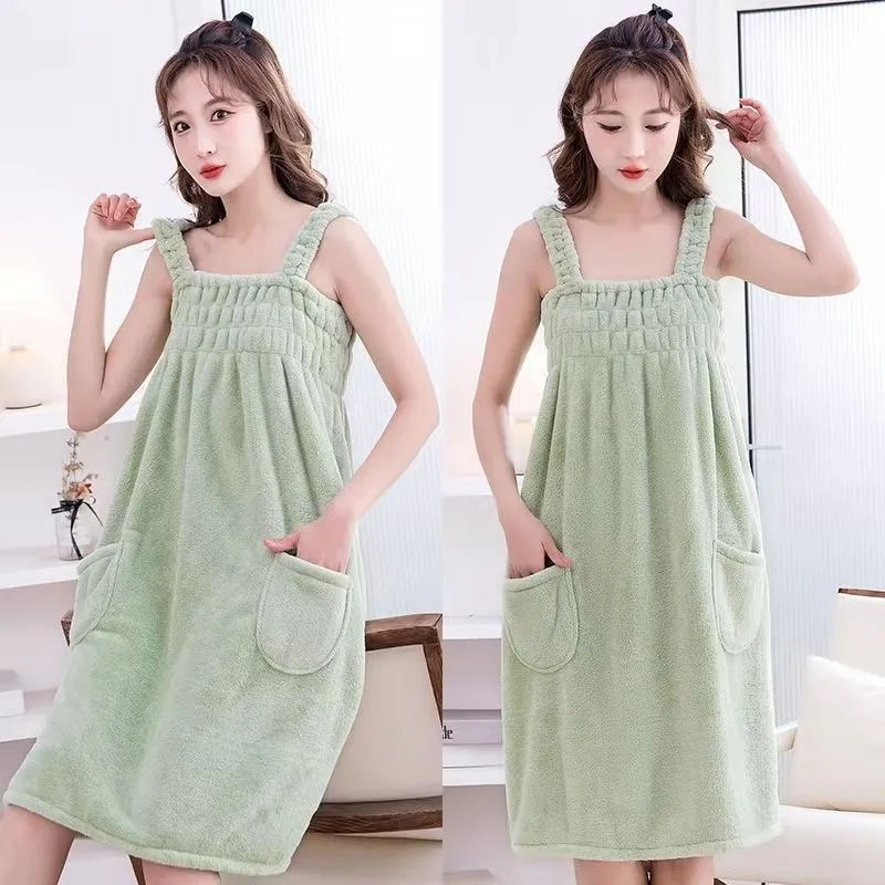 목욕 수건 착용 여성 포장 흡수성 단색 성인 카미솔 목욕 스커트 학생 기숙사 새 목욕 가운