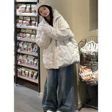 ins菱格棉服女2024年冬季新款美式复古宽松情侣加厚棉衣潮牌外套