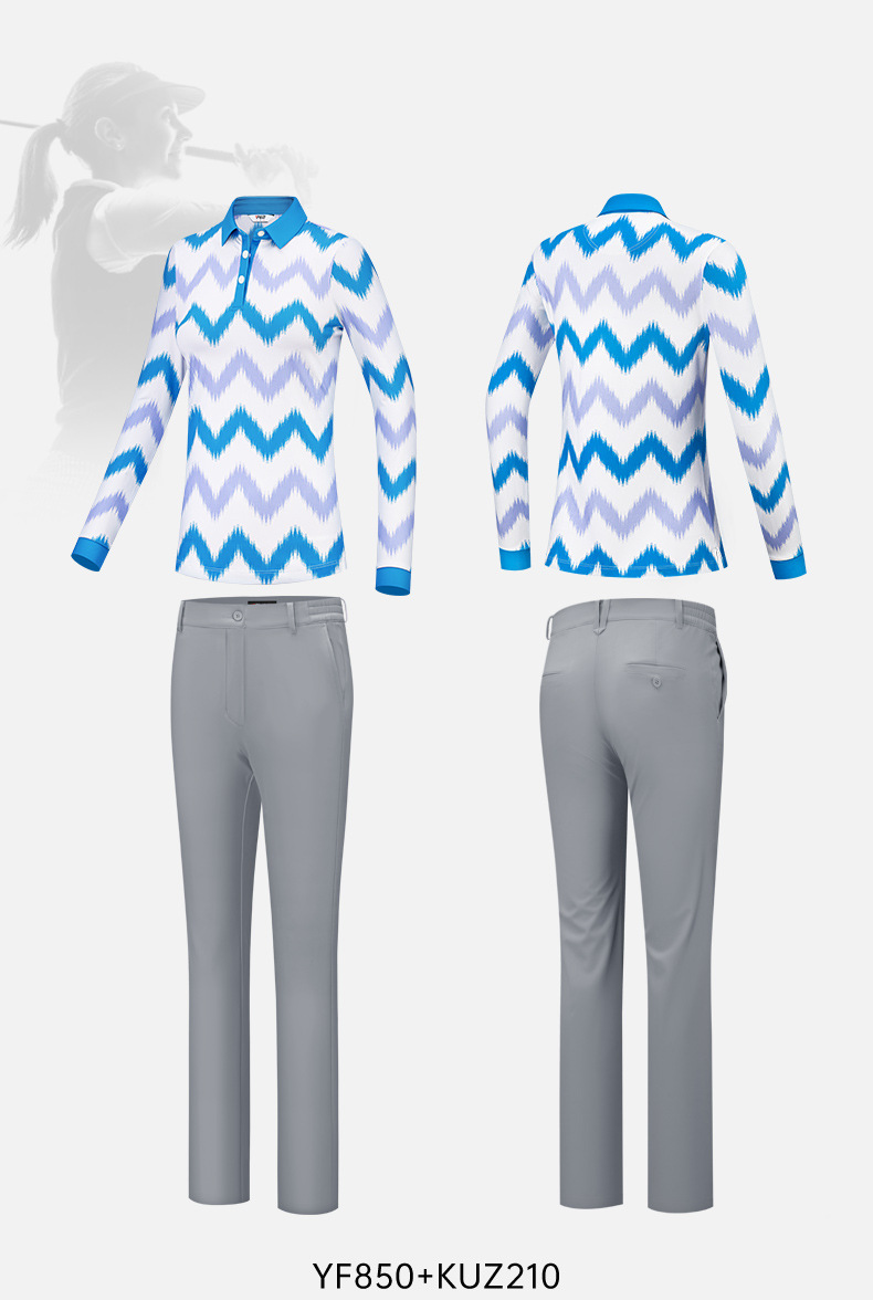 Áo polo dài tay đồng phục golf in logo miễn phí — Bộ đồ caddie nữ [Quần trên màu xanh nhạt] YF848 KUZ210/209, Bộ đồ caddie nữ [quần áo màu xanh nhạt] YF851 KUZ210/209, Bộ đồ cùng mẫu cho nam tùy chỉnh, Bộ đồ caddie nữ [quần áo màu xanh] YF850 KUZ210/209 chi tiết 37
