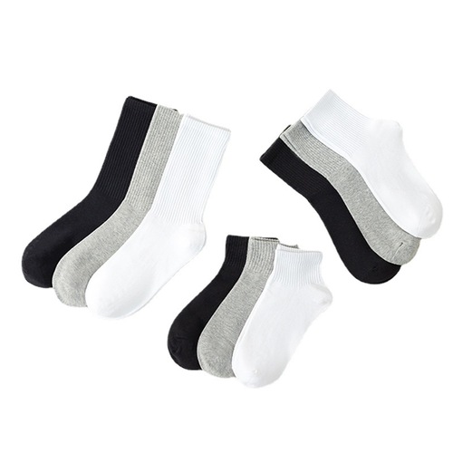 Socks for women, autumn mid-calf socks, pure cotton, sweat-absorbent, deodorant, antibacterial, long-calf sports socks, black and white cotton, men's cotton socks