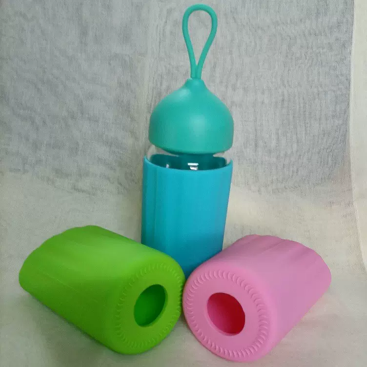 硅胶杯套加厚底半身杯套创意防摔奶瓶套玻璃硅胶水杯护套7.0*11