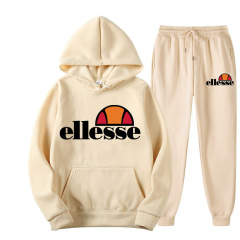 2023 クロスボーダー独立系新作セット ellesse ファッショントレンドカジュアルスポーツフード付きフリーススーツ t