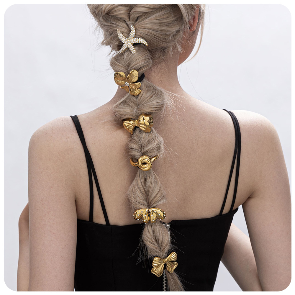 TENA estilo de alta calidad de acero inoxidable temperamento femenino simple cuerda de cabello trenzado cabello de cola de caballo adornos de cabello