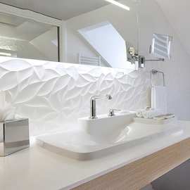 北欧白色鱼骨卫生间墙面砖立体凹凸厨房浴室阳台全瓷波浪纹理瓷砖