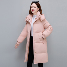 2025新款防寒连帽羽绒服女品牌中长款加厚保暖白鸭绒中年妈妈外套