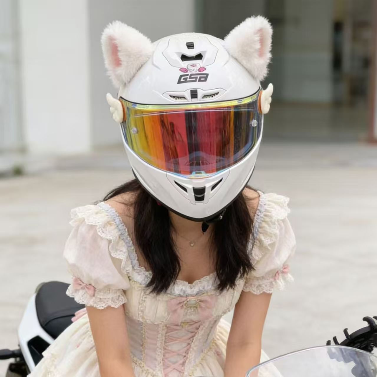 Internet Celebrity Helmet Decoration Motorcycle Helmet Full-Face Helmet Accessories Plush Cat Ears Ski Helmet Universal