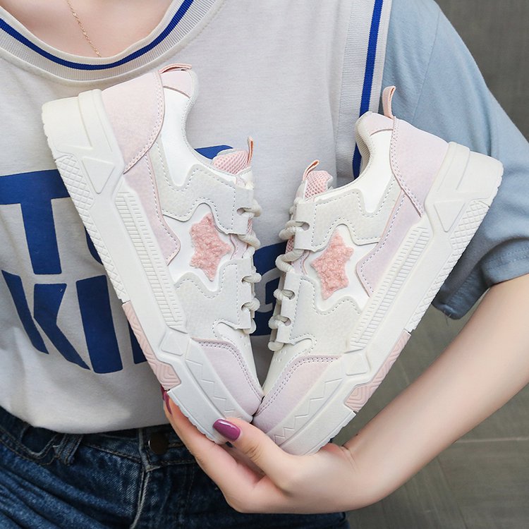 Zapatillas deportivas para mujer, primavera y otoño 2026, con suela gruesa, diseño de bloques de color, informales, blancas, con aumento de altura, punta redonda, deportivas, estilo estrella de verano