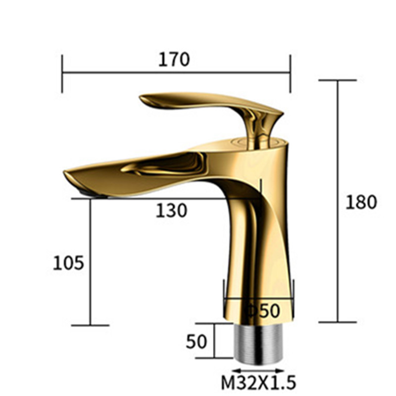 Jiumu all-copper Nordic-style golden washbasin faucet, bathroom, single-hole cold and hot water washing basin, washbasin and countertop undefined