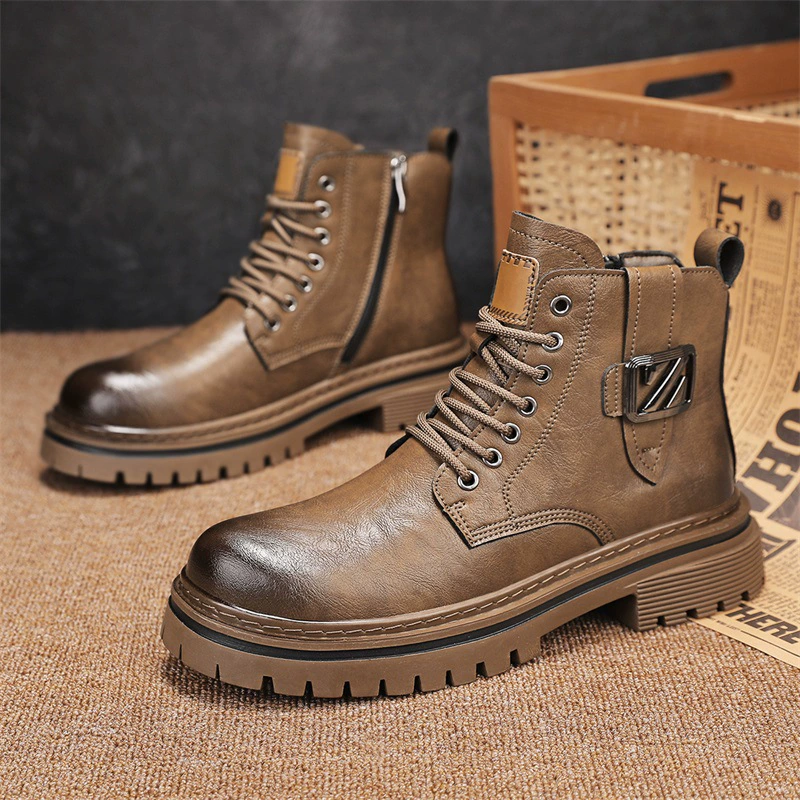 Высокие зимние ботинки (Martens) мужские, английский стиль, молния и платформа, 39–44