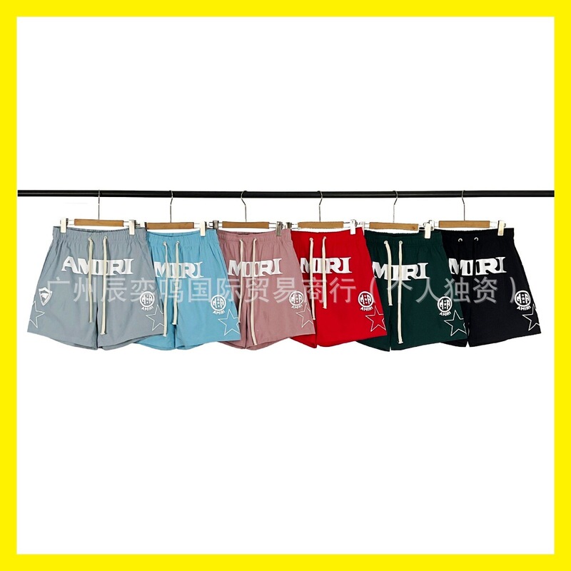 Cross-border wholesale 26 new summer AMIRI letter logo pattern printed casual shorts couple's 5-point beach shorts