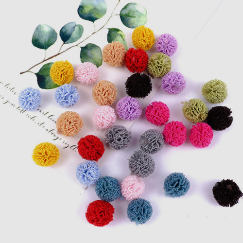 蕾丝毛绒球弹力网纱毛球彩色单色鞋服帽手工DIY饰品配件源头工厂