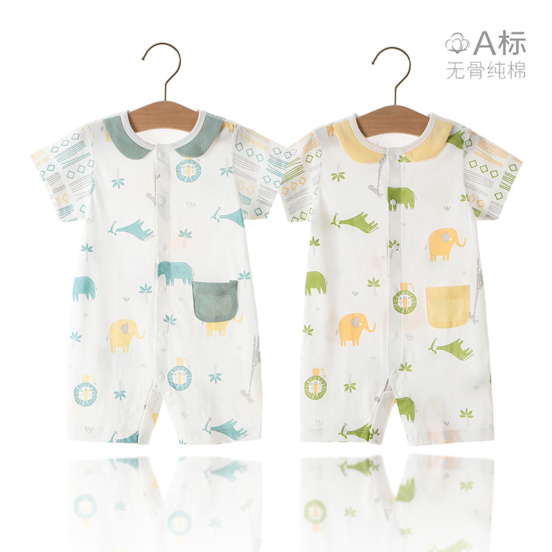 Baby's jumpsuit summer thin category a cotton boneless short sleeve newborn clothes for boys and girls baby's kayak climbing clothes