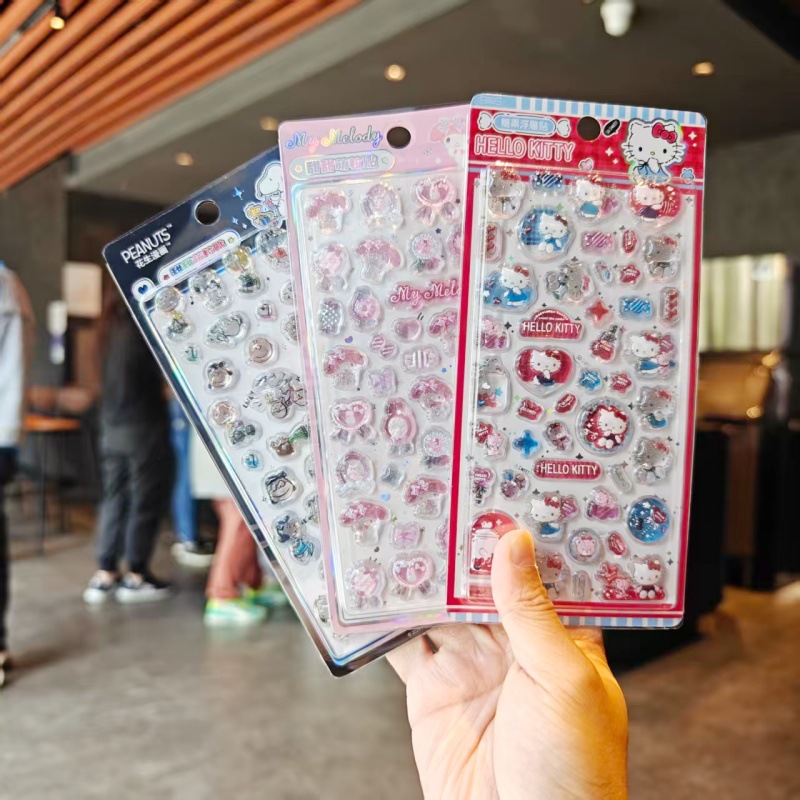 Authenticly Authorized Sanrio Cute Cartoon Melody Hellokitty Snoopy Embossed Stickers Stereo Stickers