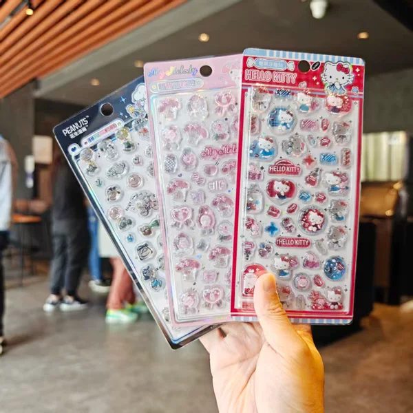 Authenticly Authorized Sanrio Cute Cartoon Melody Hellokitty Snoopy Embossed Stickers Stereo Stickers