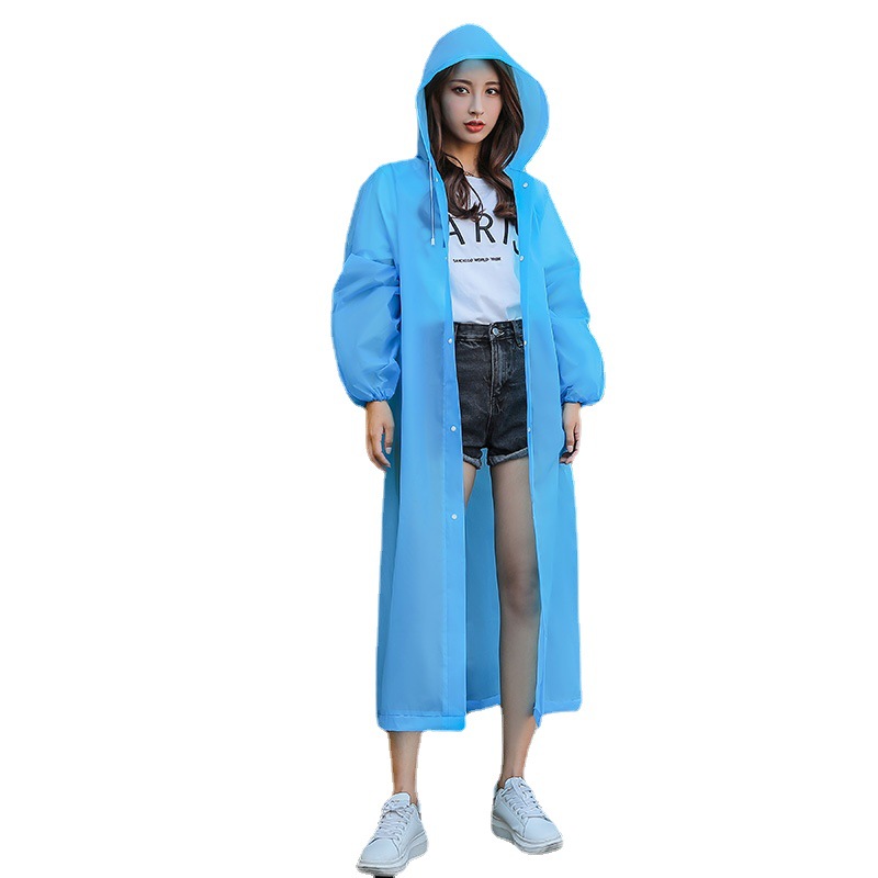 PEVA 비옷 후드 야외 하이킹 플라스틱 비옷 맞춤 가공 앞 유리 패션 일회용 원피스 비옷