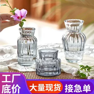 定制家居客厅插花摆件透明玻璃花瓶轻奢复古风迷你水培装饰小花瓶