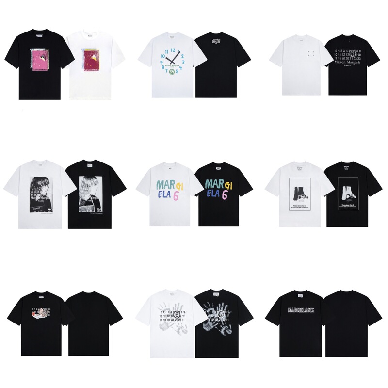 Maison Margiela24Ss Margiela 280g Mm6 Digital Pattern Round Neck Men's and Women's Trendy Brand Short-Sleeved T-Shirt