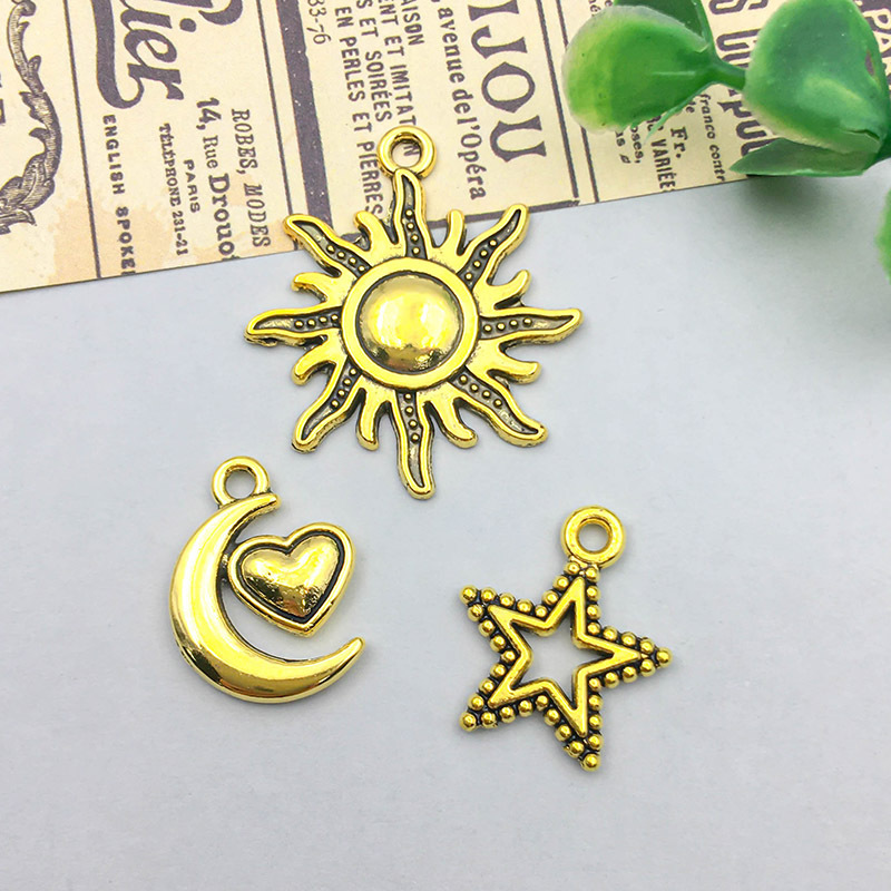 DIY Jewelry Accessories Classification 20 Models Per Model 1, 20/Pack Alloy Sun Star Moon Pendant