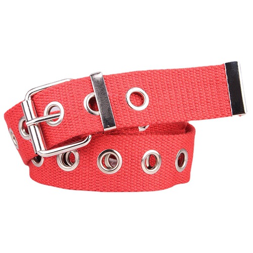 New style hollow eye belt nylon canvas jeans, personalized and fashionable women's decorative tactical belt wholesale