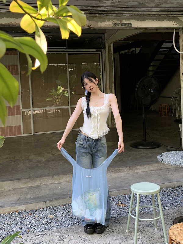 2025夏季别致蕾丝设计吊带背心女纯色修身无袖内搭纯欲甜辣上衣潮|undefined