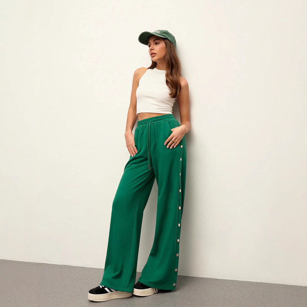 Pantalones Anchos de Cintura Alta, Color Sólido, Versátiles, Largos hasta el Suelo, Casuales, de Alta Elasticidad, Primavera-Verano 2025, Amazon Tiktoktemu