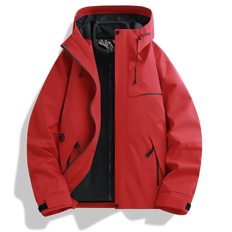 定制户外冲锋衣男女三合一石墨烯防风防水徒步登山服可印LOGO抓绒