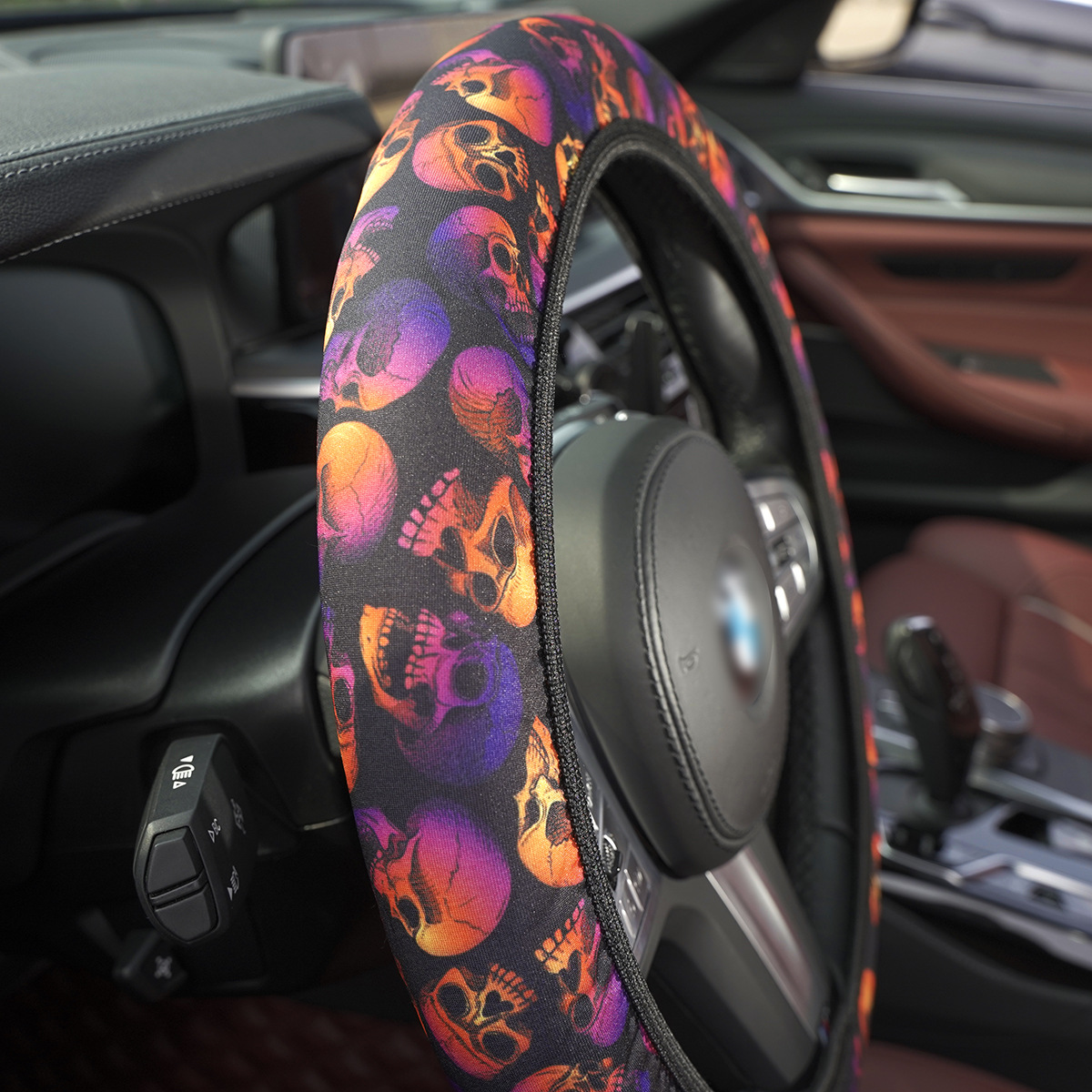 New car steering wheel cover skull printing without inner ring four seasons universal cross-border explosion car handle cover wholesale