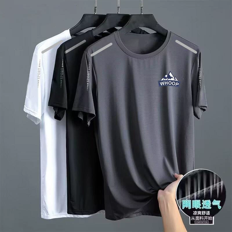 Ледяной шелк летняя быстротушенная одежда для мужчин с короткими рукавами корейская версия удобная дикая повседневная футболка большого размера летом свободный и дышащий прилив