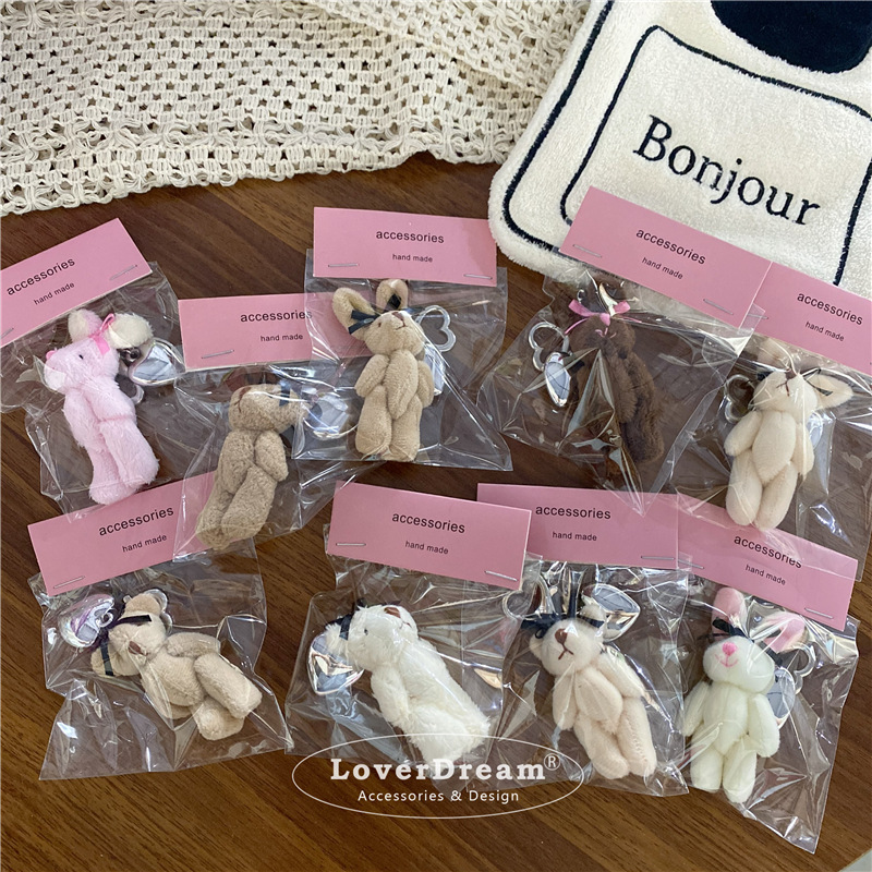 Nuevo estilo coreano lazo amor conejo oso colgante dulce y lindo bolso todo fósforo bolso llavero colgante