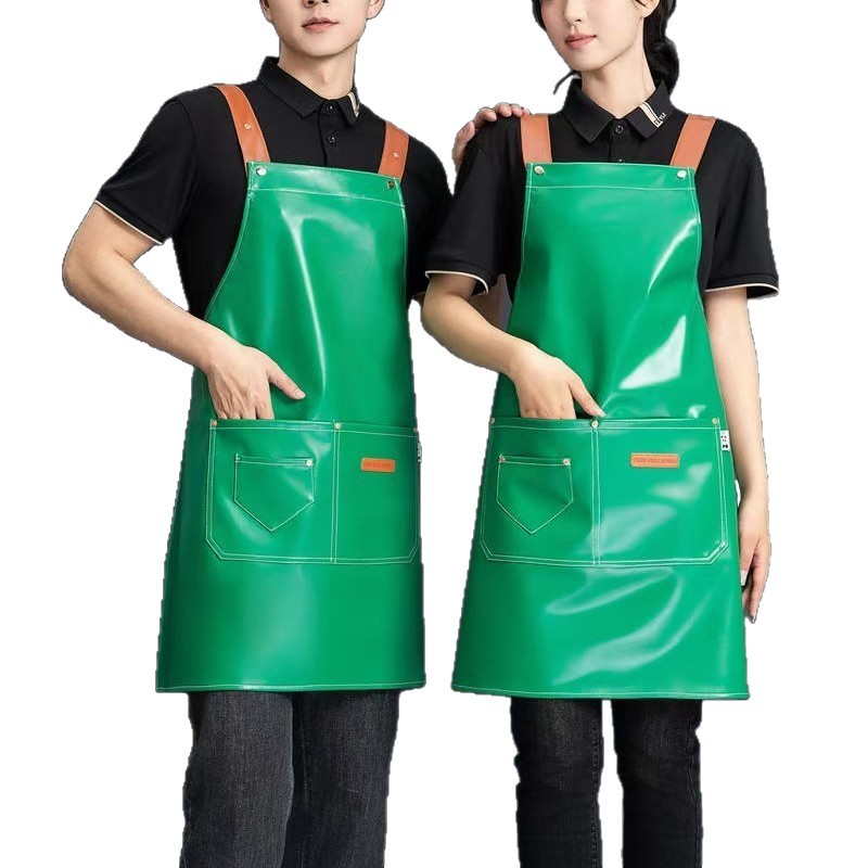 PU 부드러운 가죽 앞치마 맞춤 인쇄 로고 케이터링 특수 방수 및 내유성 주방 수산물 가죽 앞치마 여성용 작업복