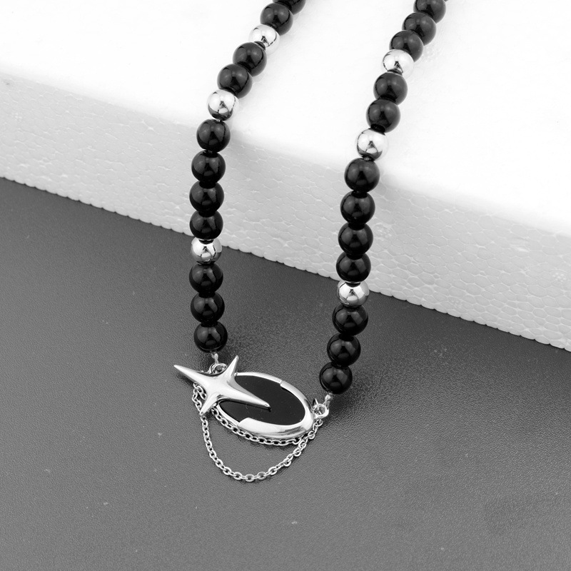 Collar de estrella estilo punk oscuro hombre, cadena unisex_voghion.com