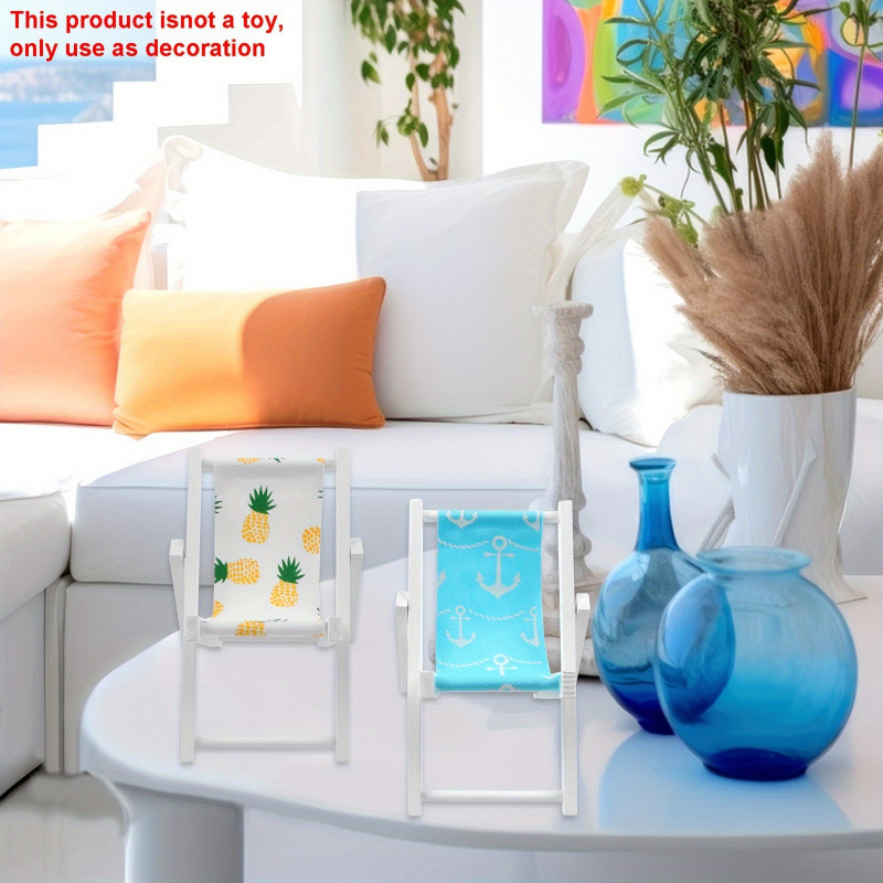Decoraciones de escritorio de madera mini plegable silla de playa de verano accesorios para el hogar regalos para la decoración de la habitación de los niños