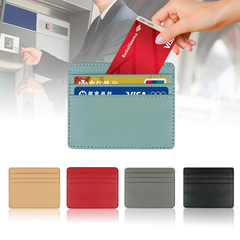 Leather cross-border ultra-thin card holder PU leather high-looking large-capacity card holder card holder for men with multiple card slots wholesale