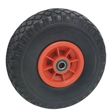 10英寸3.00-4PU发泡轮 免充气防扎货仓车轮子沙滩车脚轮可定制