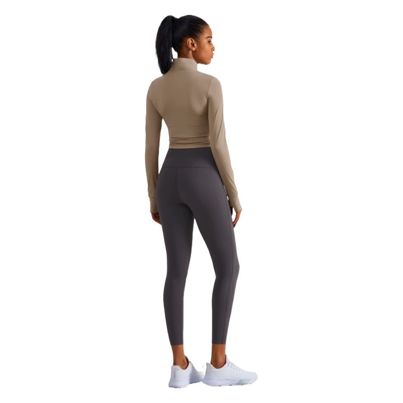 Кольцевая одежда осенью и зимой на открытом воздухе короткая спортивная куртка с воротником на молнии противоскользящая йога с длинными рукавами облегающей фитнес-куртка