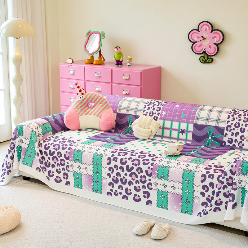 Purple Love Ice Silk, toalla de sofá fresca pequeña, tela de cubierta, nuevo cojín de sofá, funda universal de cubierta completa universal de verano