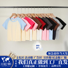 230g氨纶纱插肩拼色短款圆领短袖T恤定班服文化衫纪念服活动服